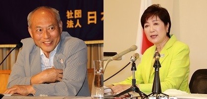 現都知事の小池氏（右）と前都知事の舛添氏（左）