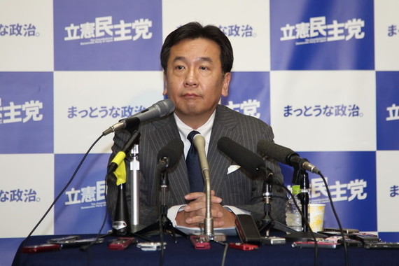 枝野代表はセクハラ関連の質問に歯切れの悪い答えを続けている（2018年1月撮影）