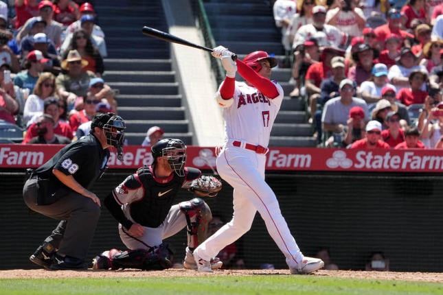 今季31号本塁打を放った大谷翔平選手（写真：USA TODAY Sports/ロイター/アフロ）