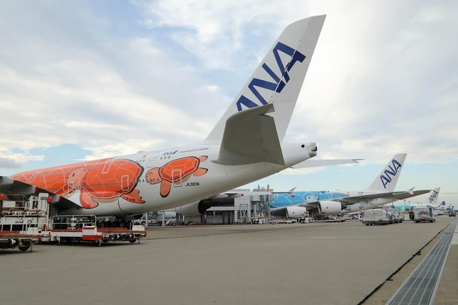 この日の成田空港第1ターミナルには、A380の1号機～3号機が一堂に会した