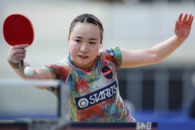 全日本卓球選手権女子シングルス6回戦に挑む伊藤美誠選手（写真：YUTAKA/アフロスポーツ+）