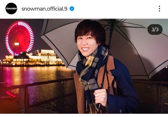 阿部亮平さん。Snow Manのインスタグラム（＠snowman.official.9）より