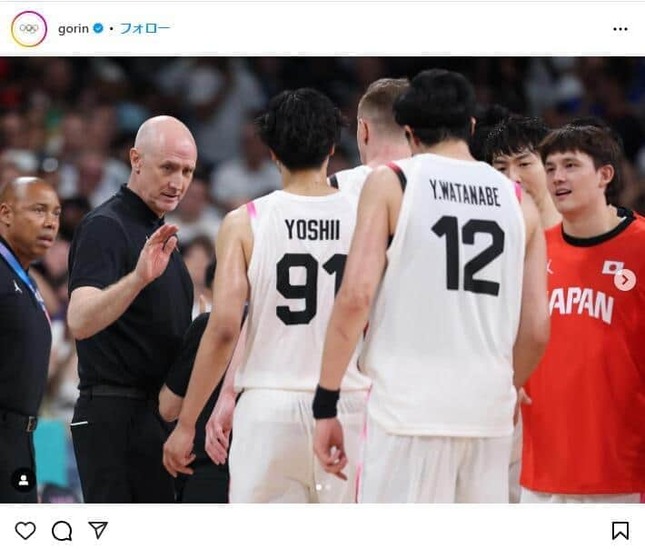 日本バスケットボール協会公式インスタグラム（＠japan_basketball）より
