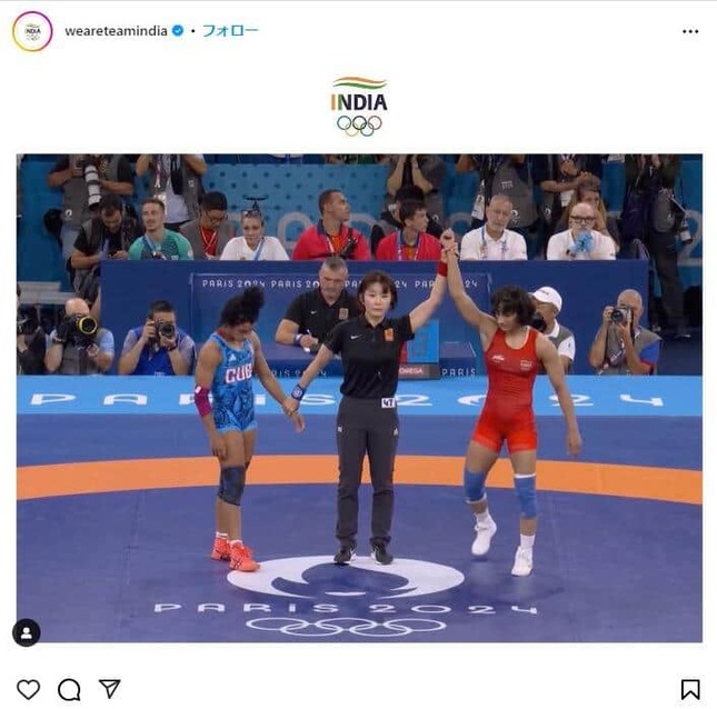 インドオリンピック委員会公式インスタグラム（＠weareteamindia）より