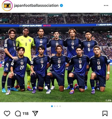 日本代表（日本サッカー協会インスタグラムより）