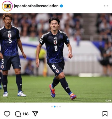 南野選手（日本サッカー協会インスタグラムより）