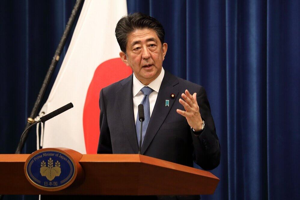 会見で辞任を表明した安倍晋三首相（2020年8月28日撮影）