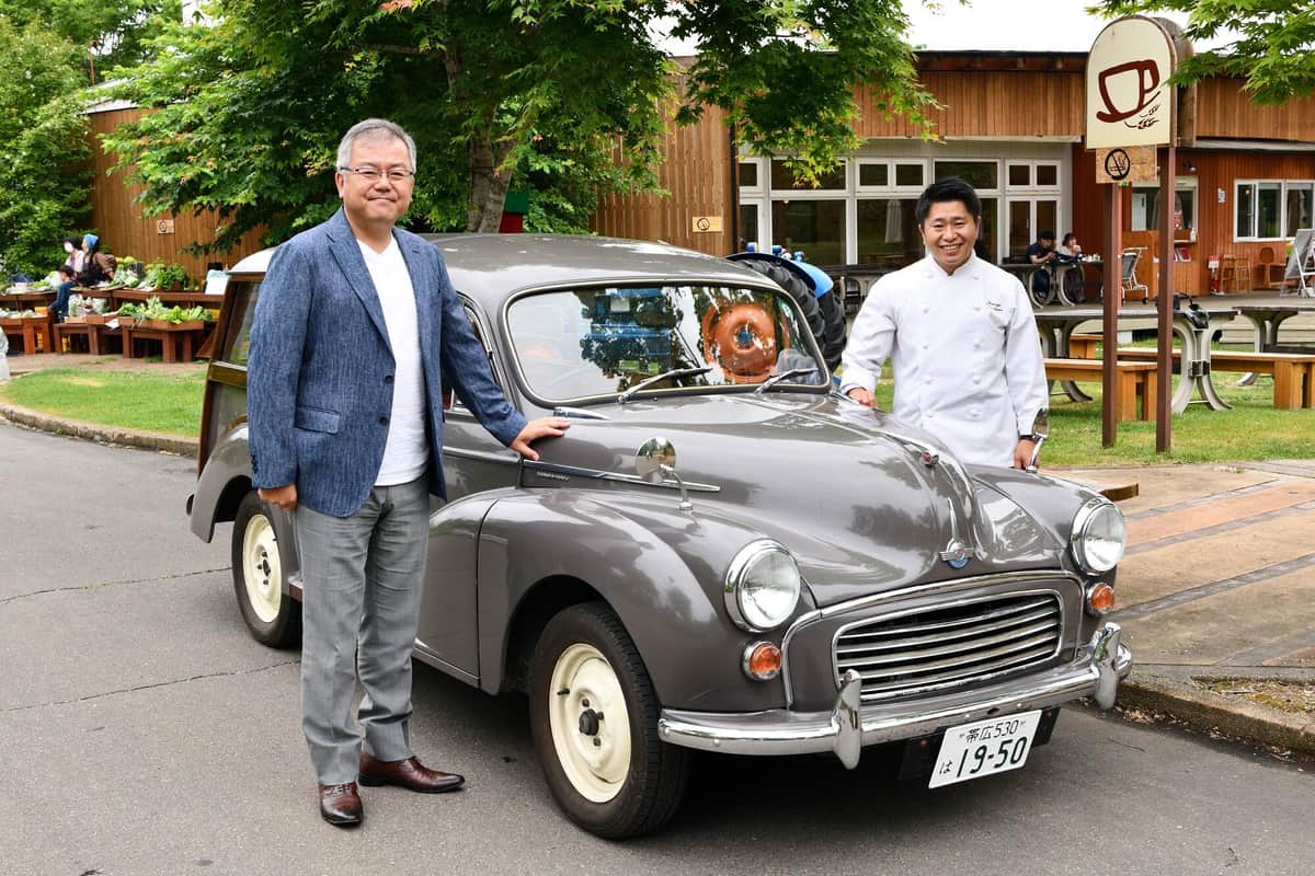 杉山さんが父から受け継いだモーリスの車。業者に頼んで電動化した「コンバートEV」だ