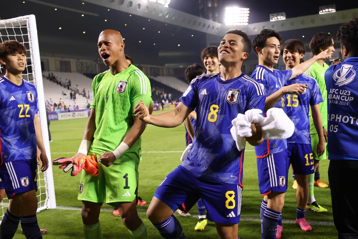 五輪出場を決め歓喜の日本代表（写真：長田洋平/アフロスポーツ）