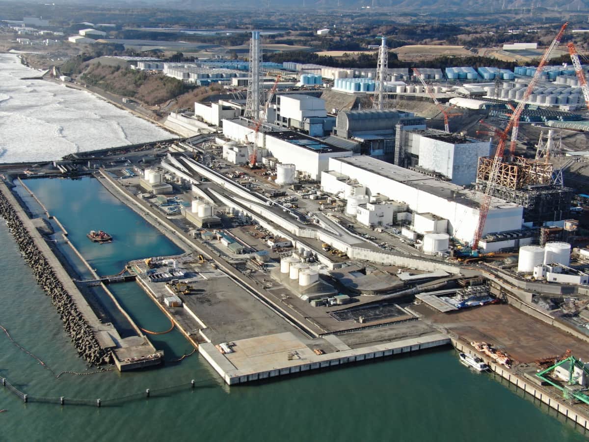 処理水の放出が行われている東京電力福島第1原子力発電所（出典：東京電力ホールディングス）