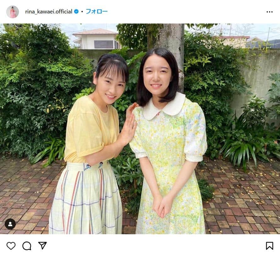 カムカムエヴリバディでヒロインを演じた川栄李奈さんと上白石萌音さん。川栄さんのインスタグラム（@rina_kawaei.official）より