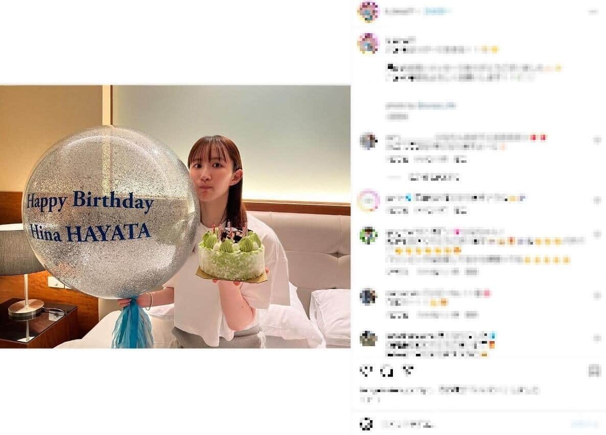 誕生日を祝う早田（早田のインスタグラムより）