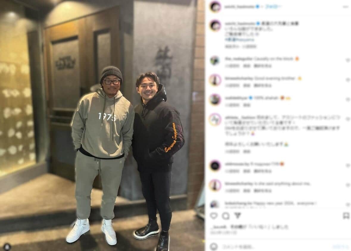 元日本代表秋山氏と橋本の2ショット（橋本のインスタグラムより）