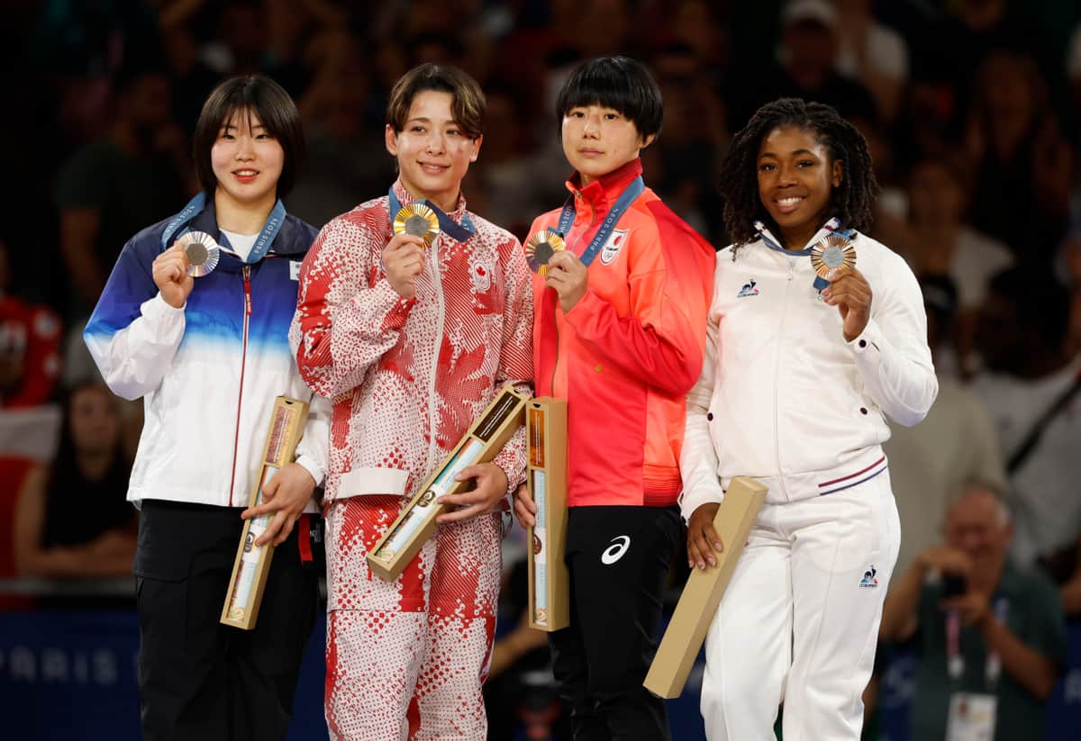 女子57キロ級表彰式（写真：USA TODAY Sports/ロイター/アフロ）