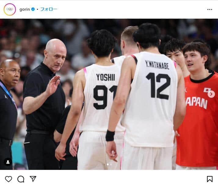 日本バスケットボール協会公式インスタグラム（＠japan_basketball）より