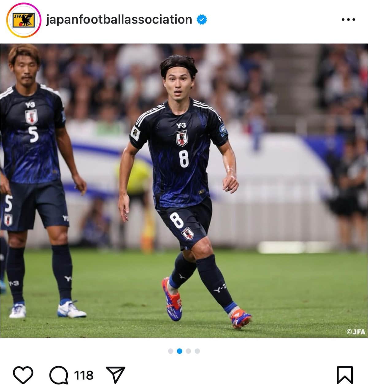 南野選手（日本サッカー協会インスタグラムより）