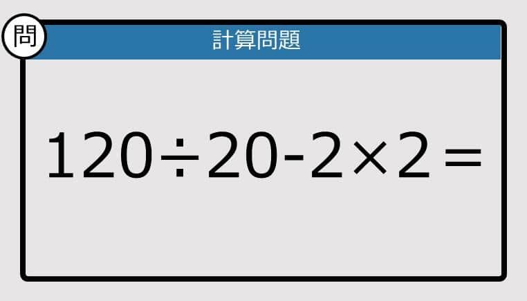 【楽しく脳トレできる計算クイズ】120÷20-2×2は？