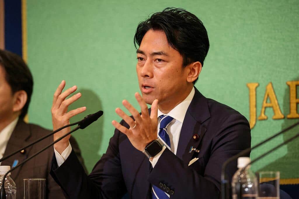 小泉進次郎氏。自民党総裁選、候補者が討論会（写真：代表撮影／ロイター／アフロ）