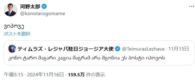 ジョージア語にジョージア語で反応