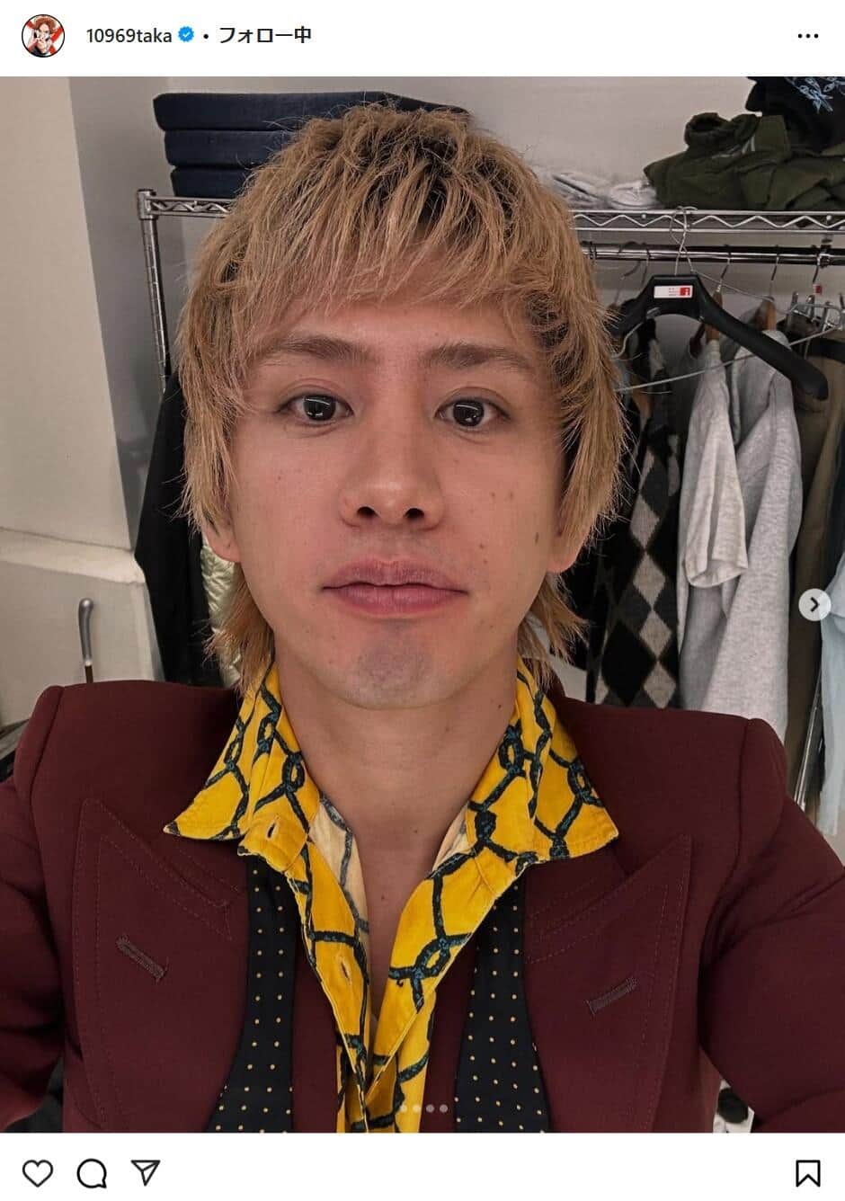 「ONE OK ROCK」Takaさんのインスタグラムより（10969taka）