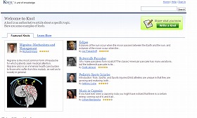 Knolのシンプルなトップページ。グーグルブランド色は薄い。