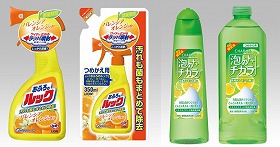 爽快感あふれるパッケージの「お風呂のルック」と緑がみずみずしい「泡のチカラ　早摘みレモン」