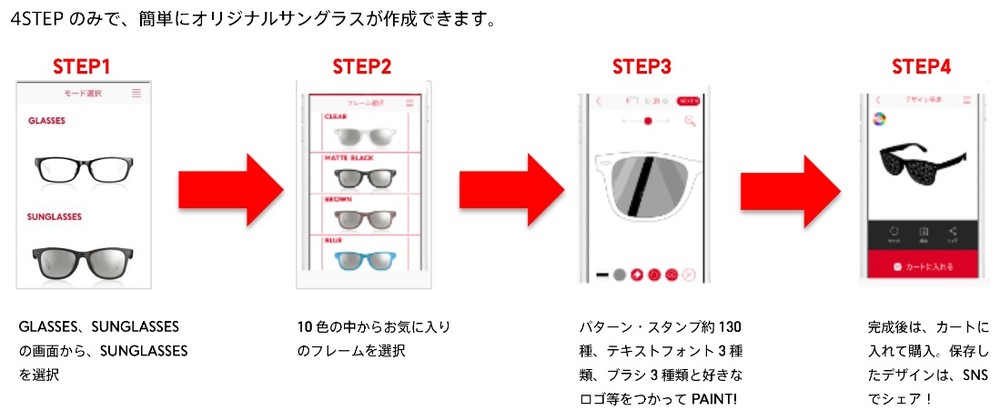スマホアプリ「JINS PAINT」にオリジナルサングラスが作成できる新サービス開始