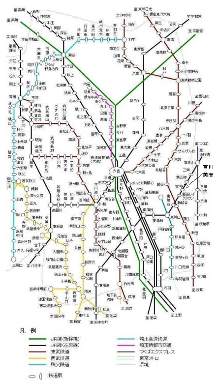 埼玉県の鉄道網（埼玉県庁公式サイトより）。昨年に続き、1日フリー乗車券をJR東日本は発売しないと見られる