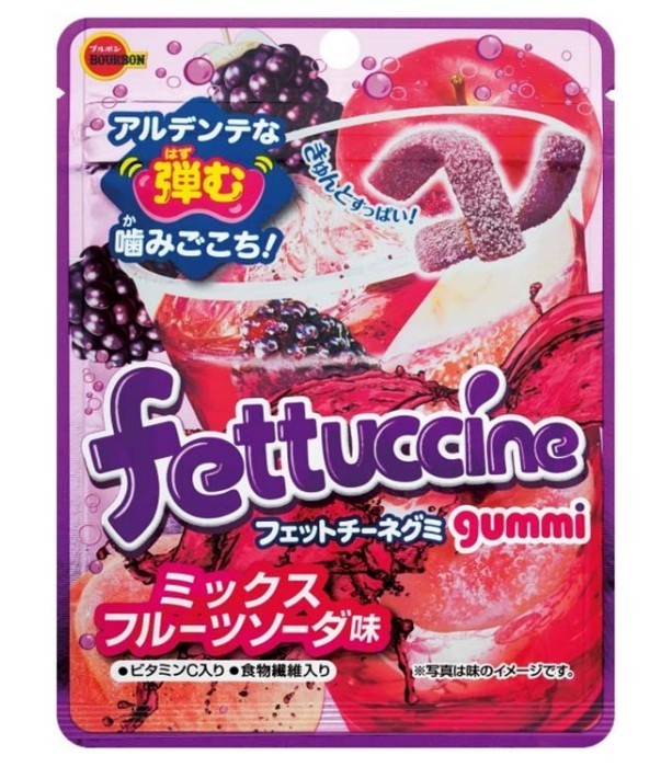 3種のフルーツ＆ソーダの味わい「フェットチーネグミ　ミックスフルーツソーダ味」