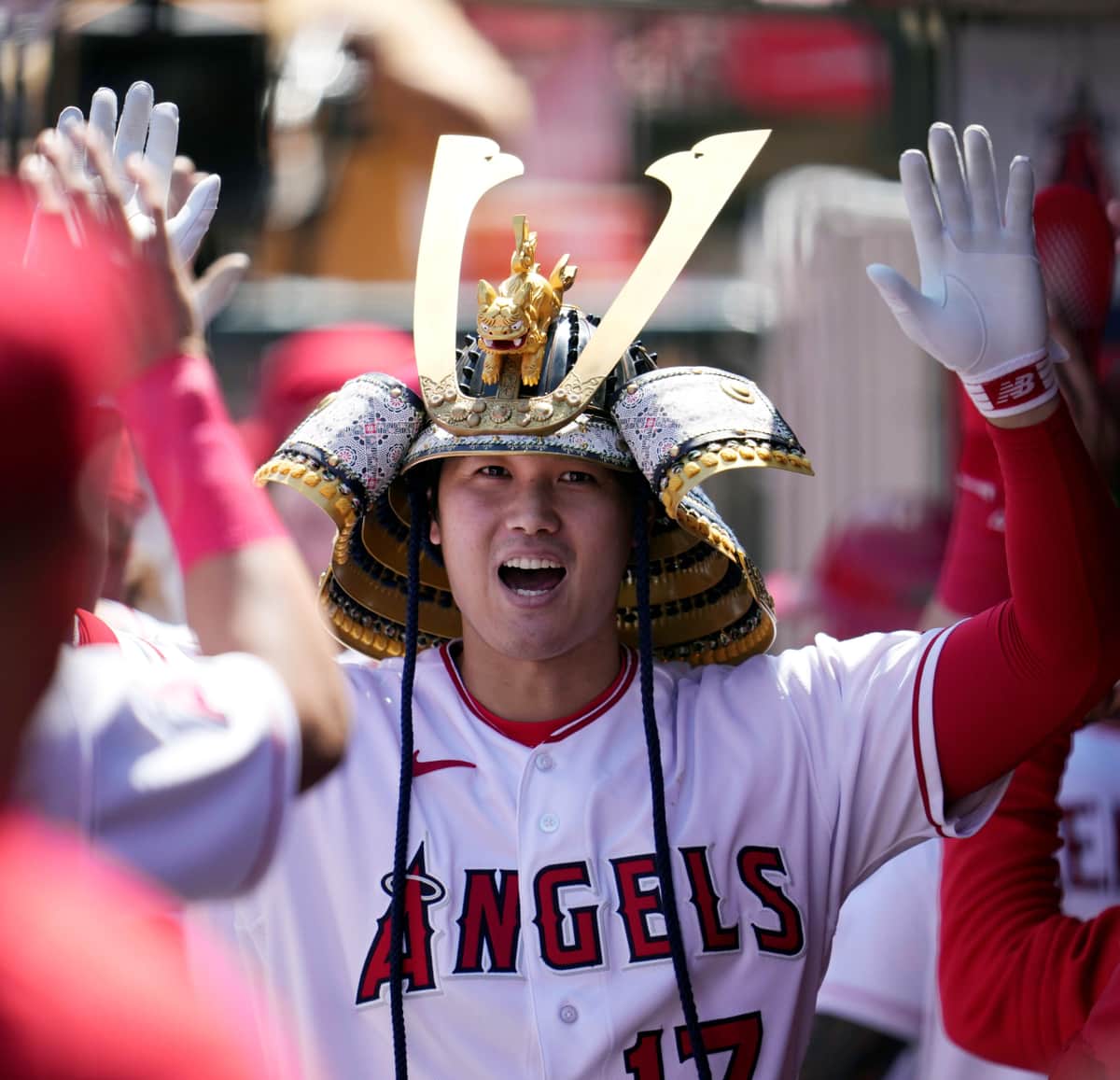 大谷翔平選手の「かぶと姿」も話題に（写真：AP／アフロ）